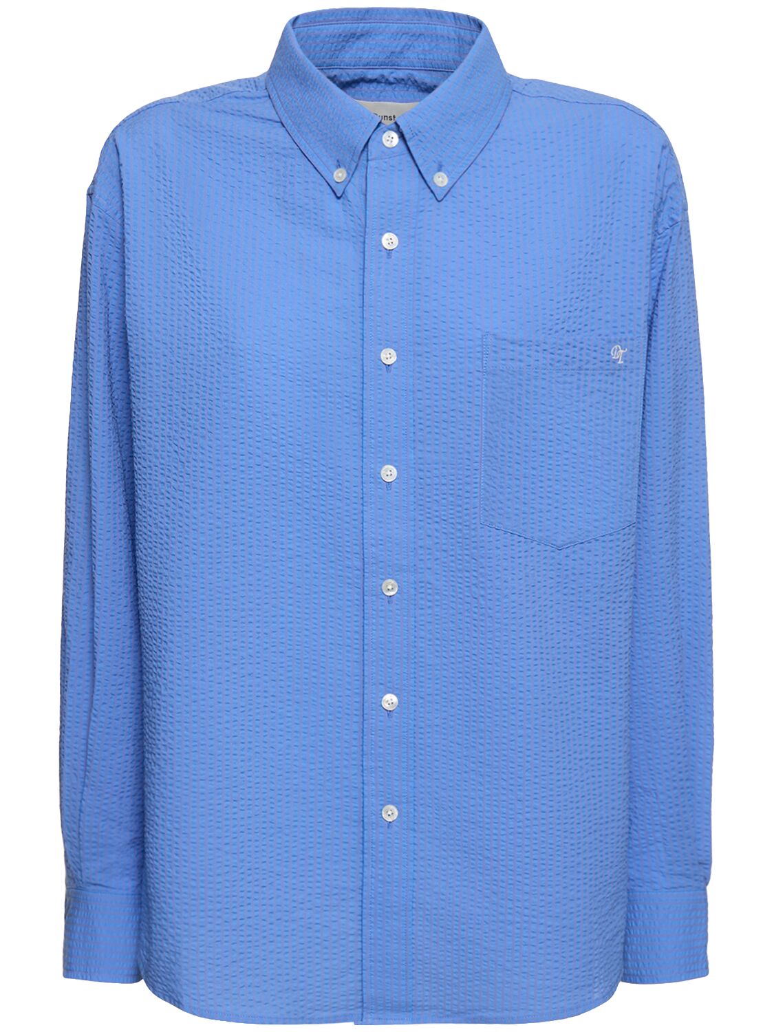 Dunst Classic Cotton Seersucker Shirt In Blue