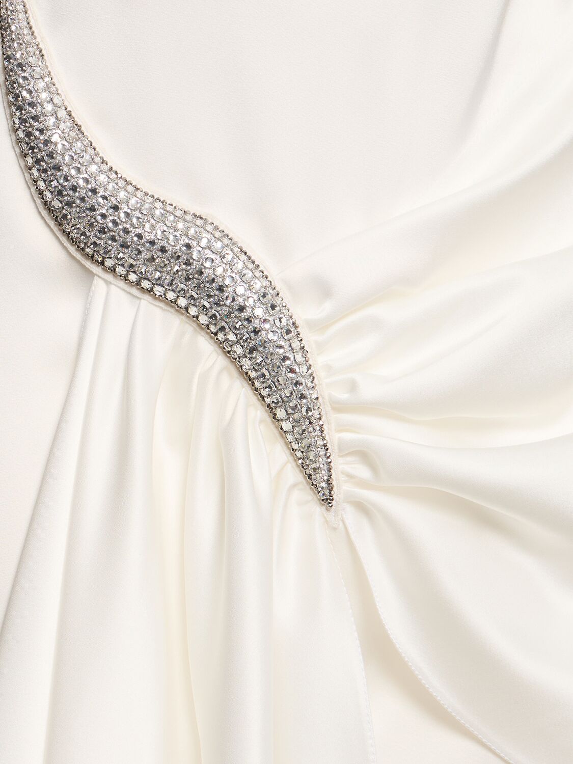 Shop David Koma One Shoulder Satin Mini Dress W/crystal In White