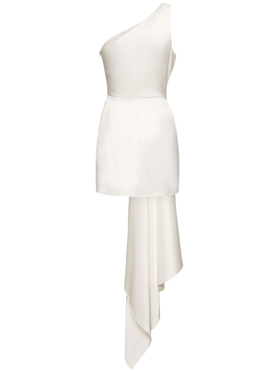 Shop David Koma One Shoulder Satin Mini Dress W/crystal In White