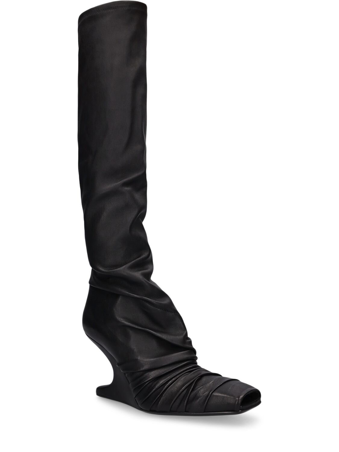 Shop Rick Owens 80mm Cantilever Leather Tall Boots In Black