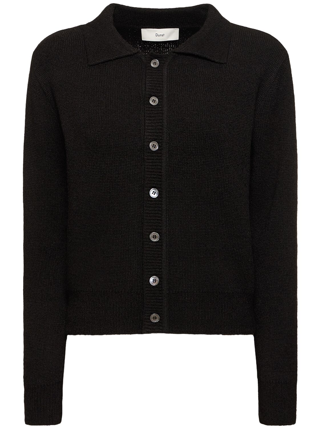 Dunst Unisex Open Collar Knit Cardigan In Black