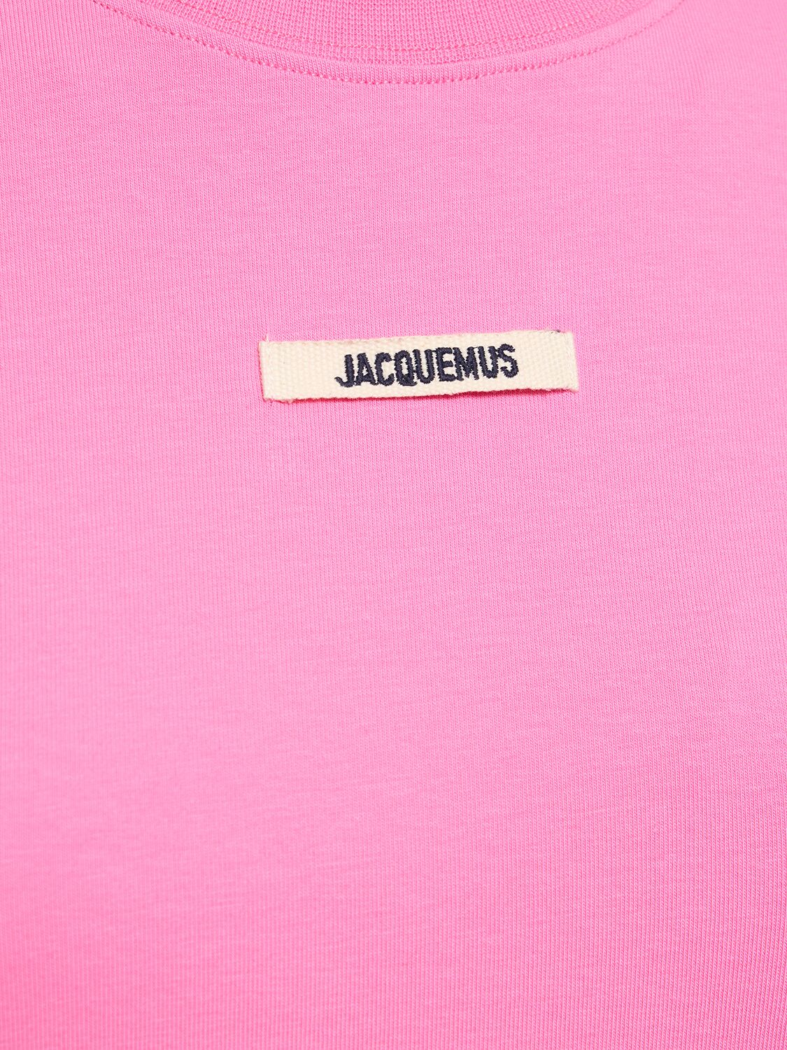 Shop Jacquemus Le T-shirt Gros Grain Long Sleeve Top In Fuchsia