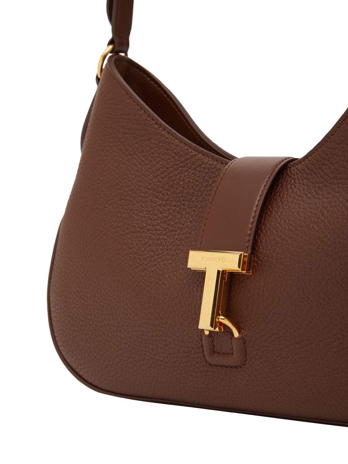 Shop Tom Ford Medium Monarch Grain Leather Bag In Saddle Brown