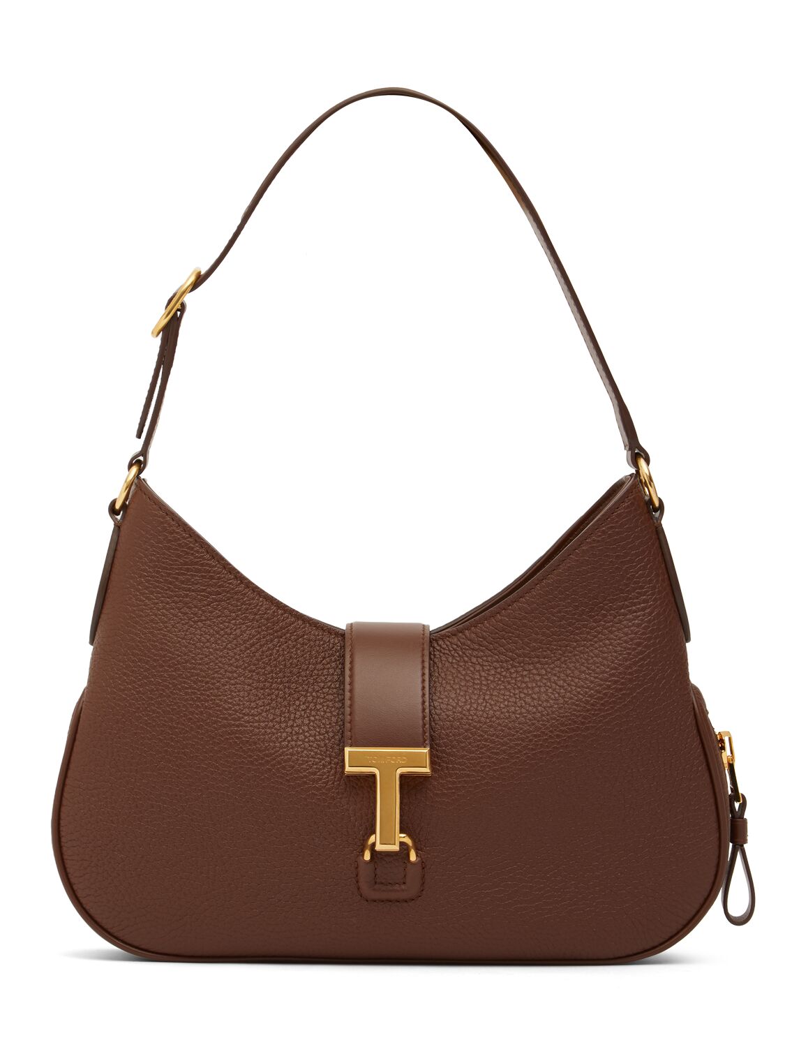 Tom Ford Medium Monarch Grain Leather Bag In Saddle Brown