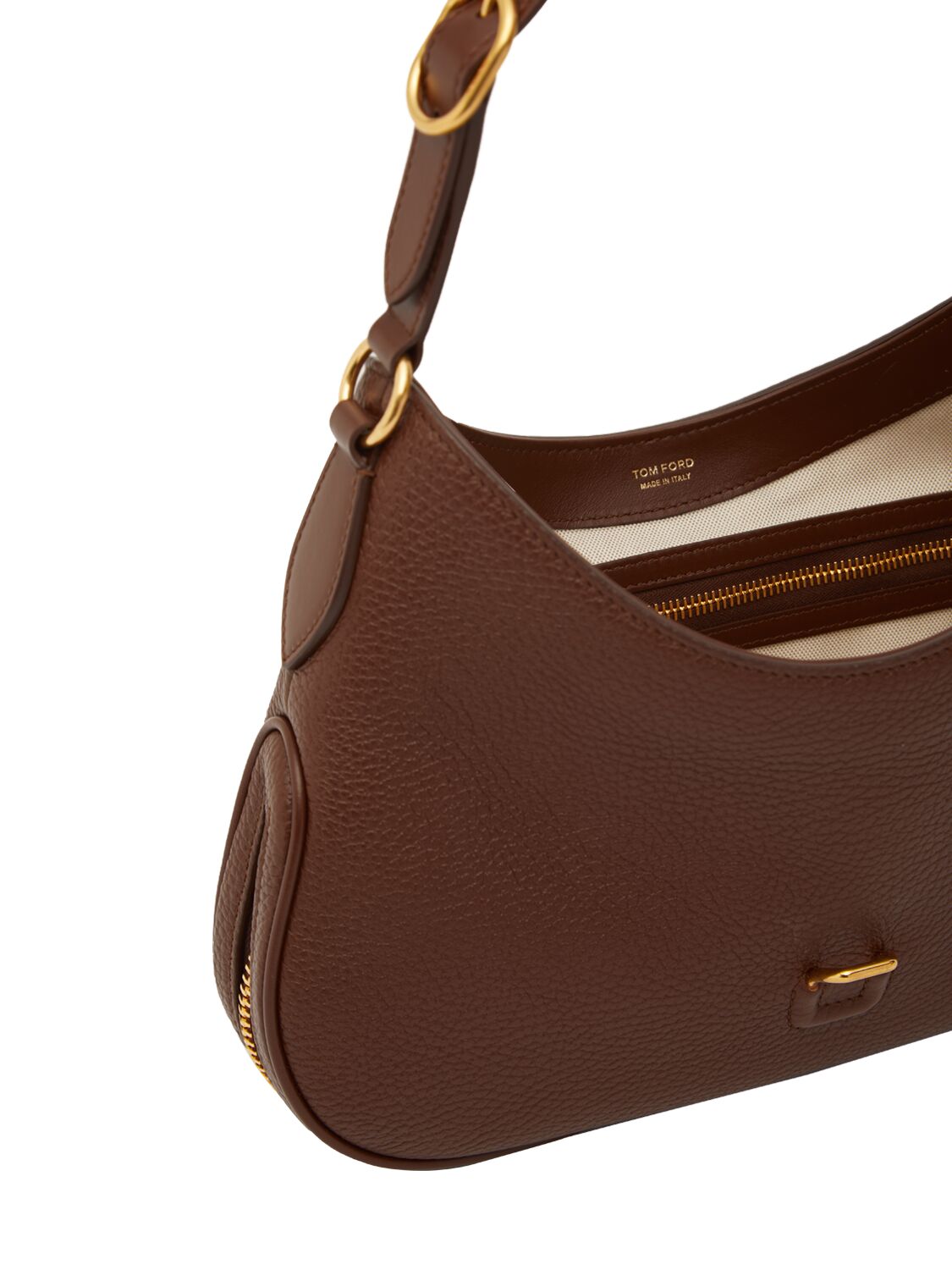 Shop Tom Ford Medium Monarch Grain Leather Bag In Saddle Brown