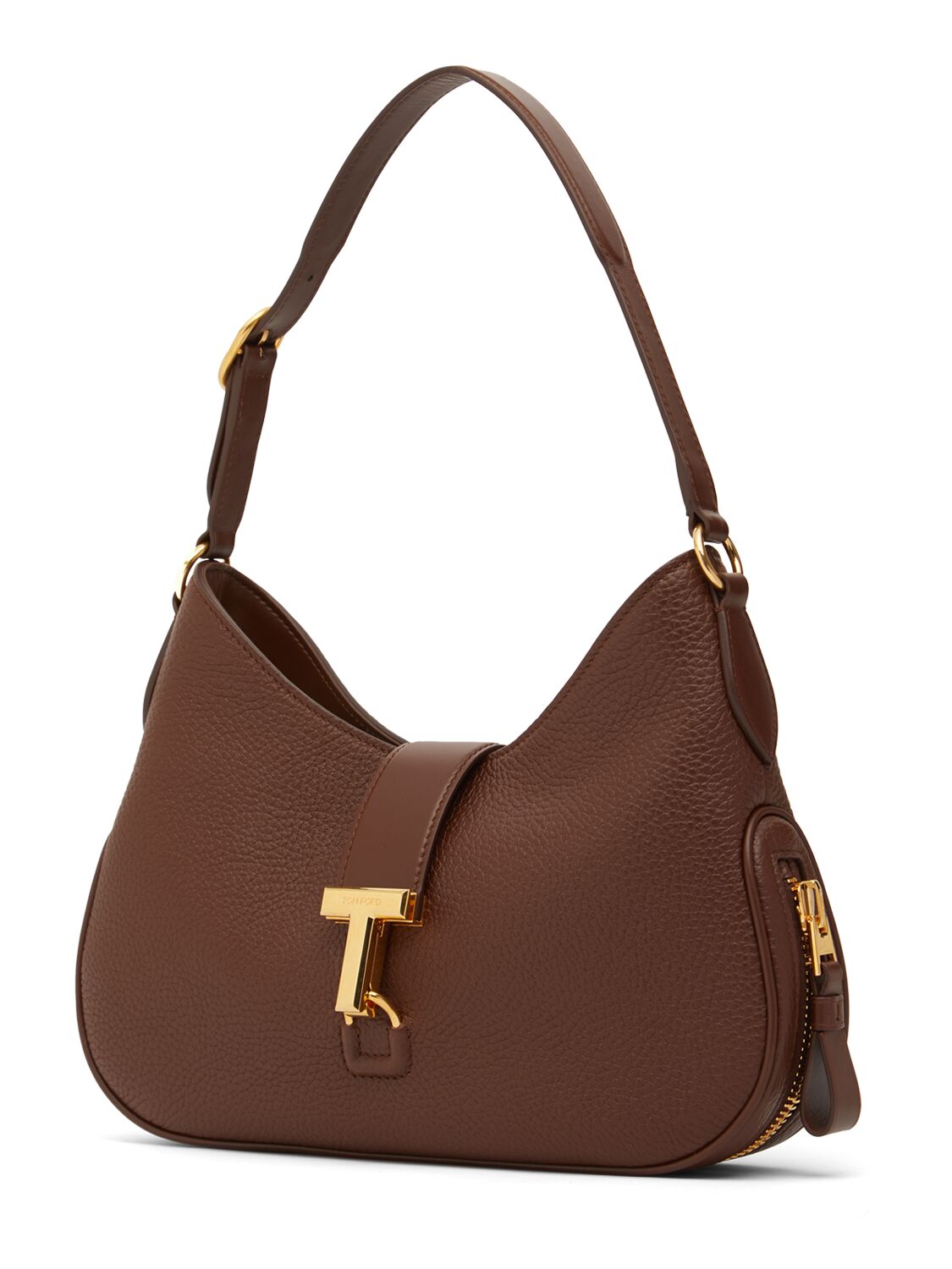 Shop Tom Ford Medium Monarch Grain Leather Bag In Saddle Brown