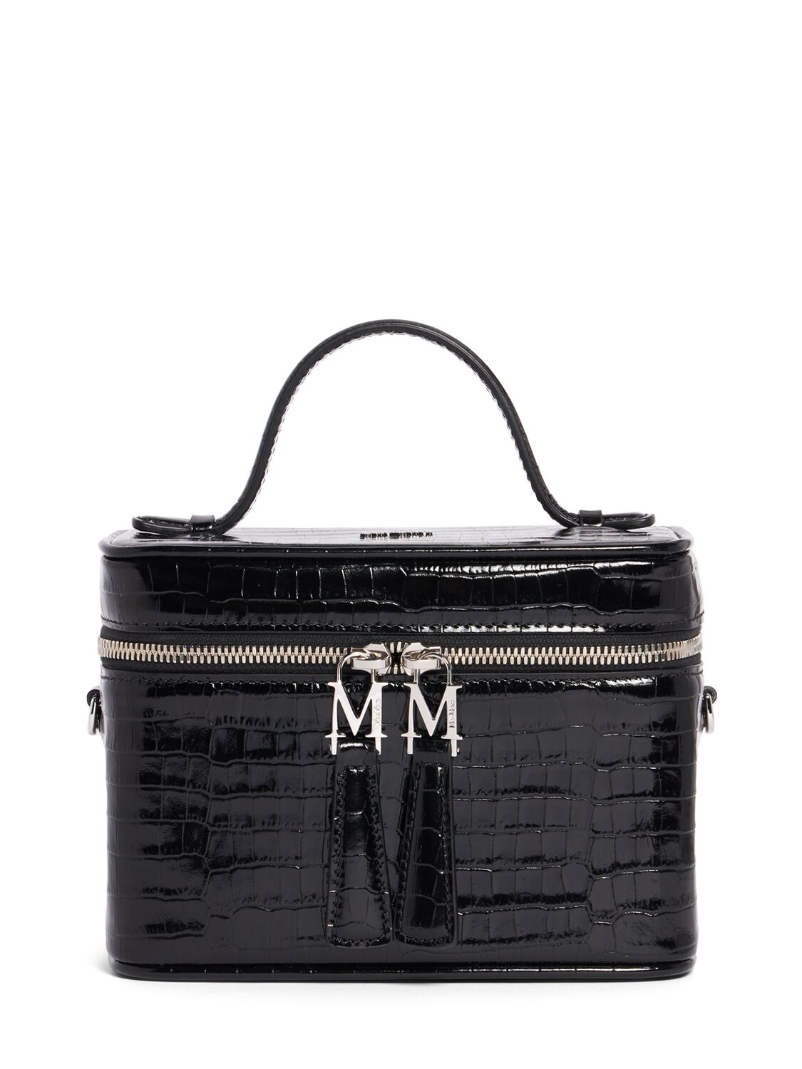 Shop Max Mara Embossed Leather Vanity Case In Black