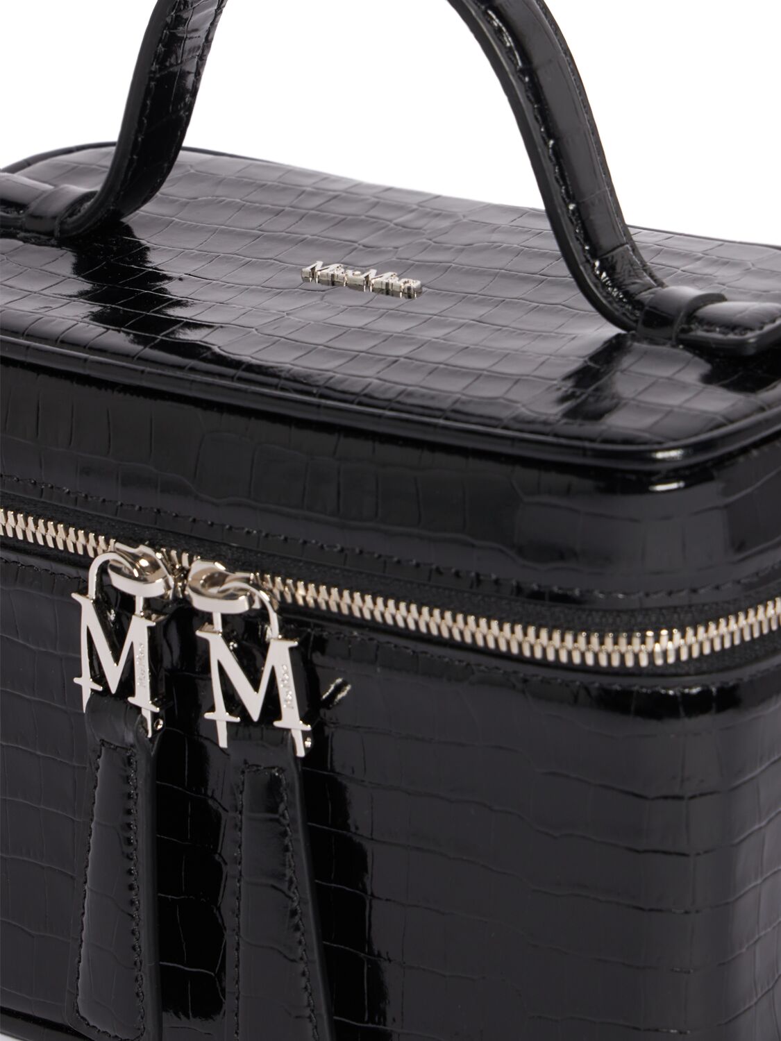 Shop Max Mara Embossed Leather Vanity Case In Black