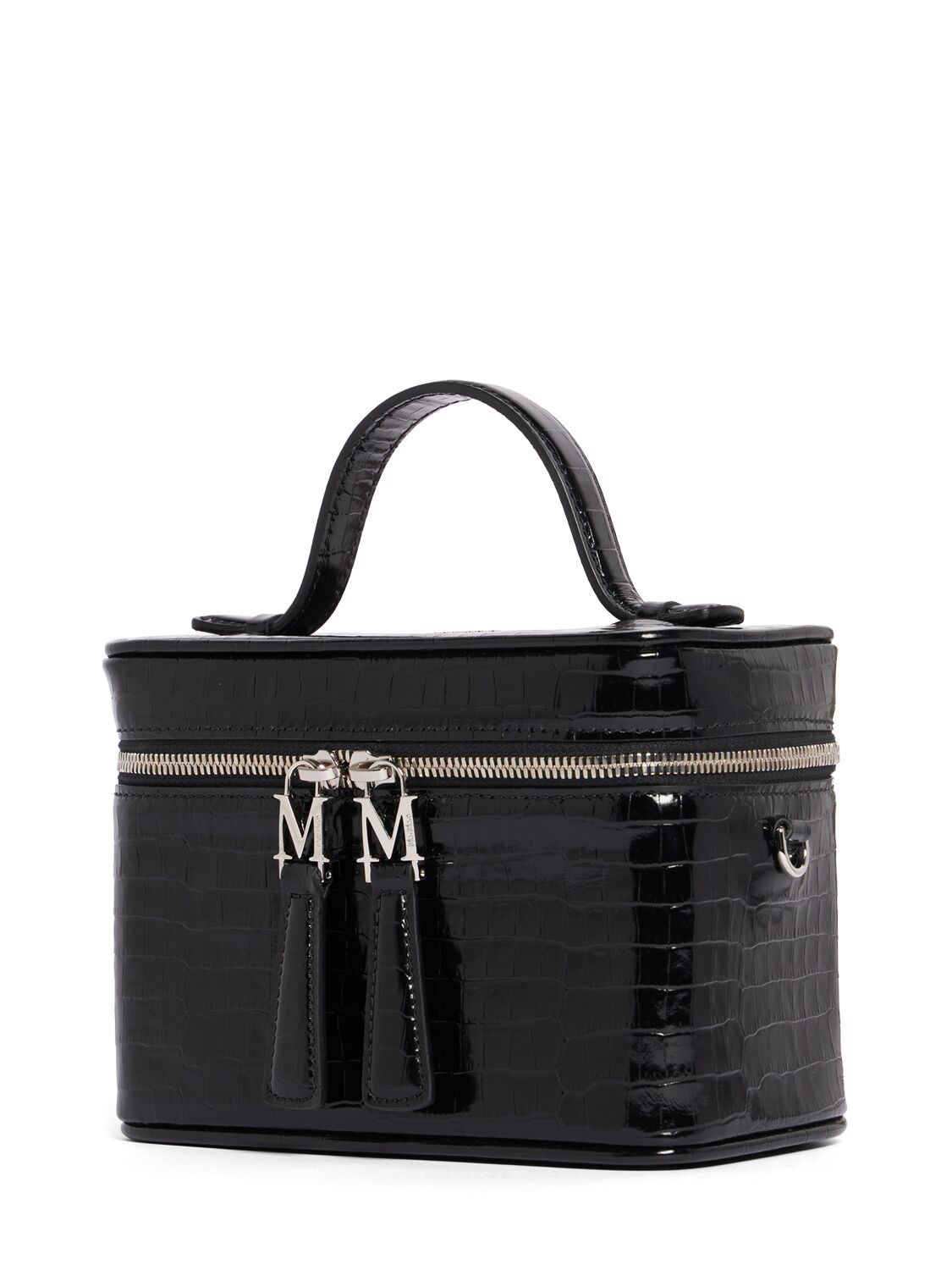 Shop Max Mara Embossed Leather Vanity Case In Black