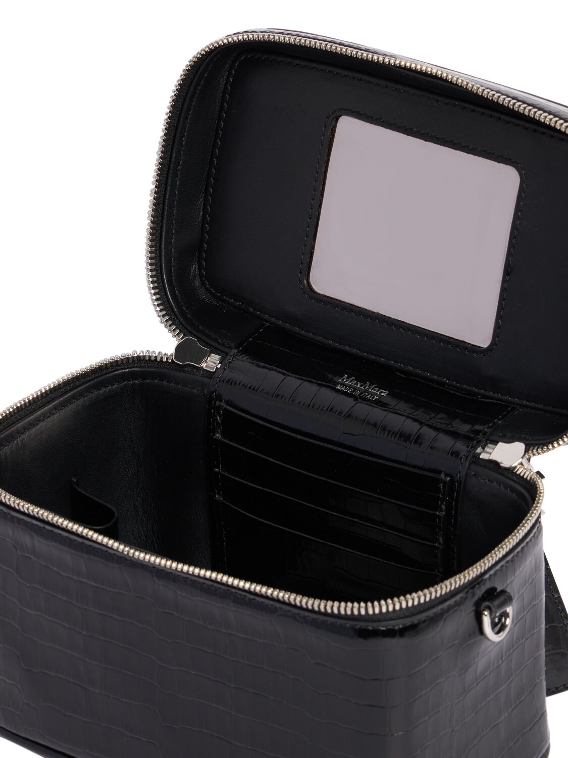 Shop Max Mara Embossed Leather Vanity Case In Black