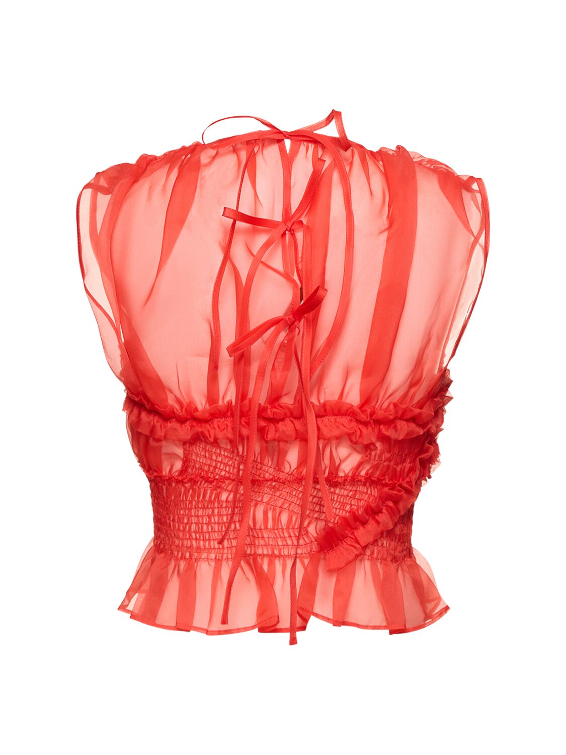 Shop Cecilie Bahnsen Uphi Silk Organza Sleeveless Top In Red