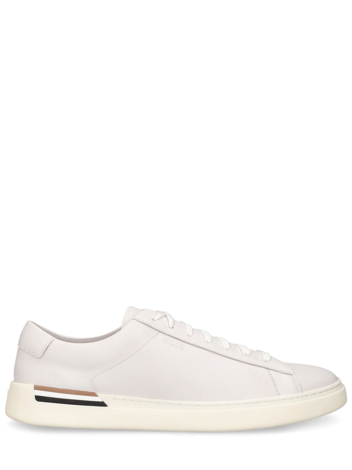 Hugo Boss Clint Tennltt Leather Low Top Trainers In White