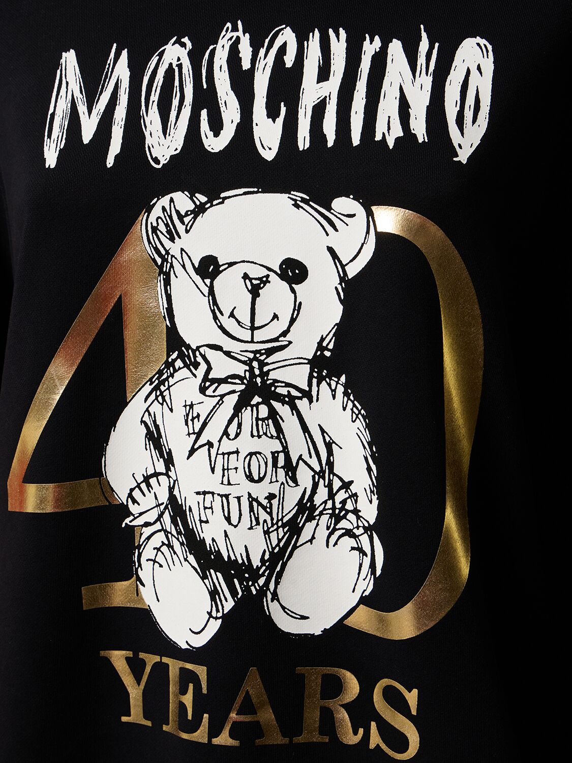 Shop Moschino Cotton Jersey Printed Logo Sweatshirt In Black
