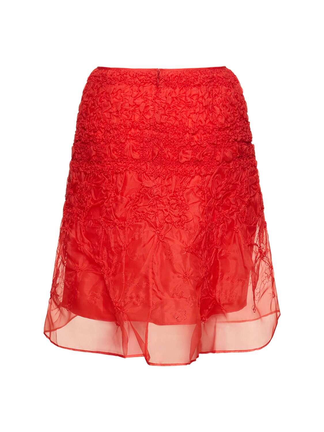 Shop Cecilie Bahnsen Vida Silk Organza Mini Skirt In Red