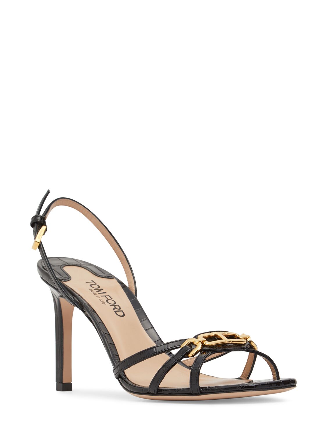 Shop Tom Ford 85mm Whitney Leather Sandals In Black