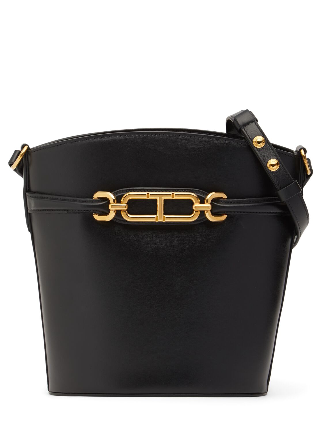 Tom Ford Medium Whitney Box Leather Bucket Bag In 黑色
