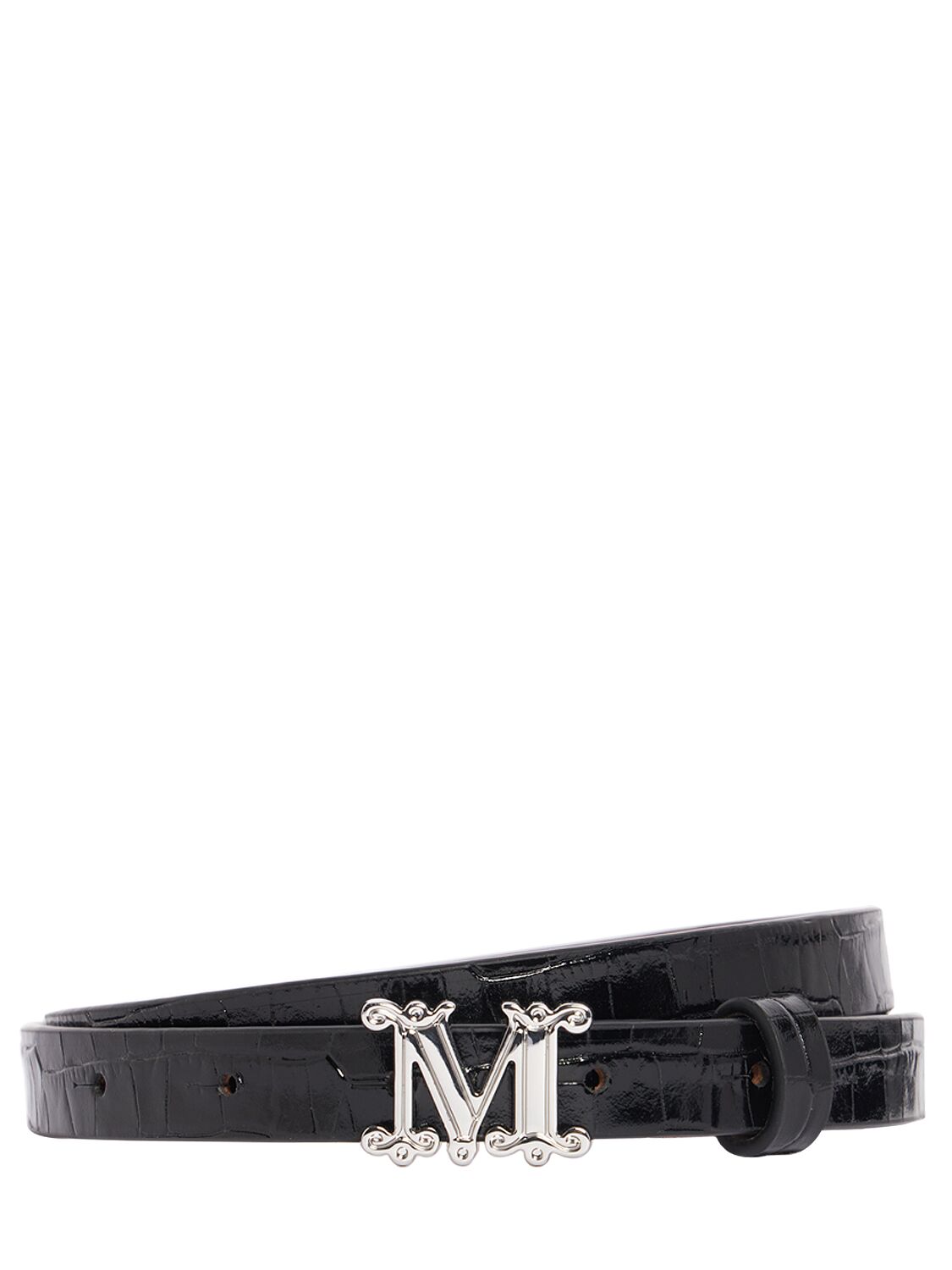 Max Mara 15mm Mgraziata Embossed Belt In Black