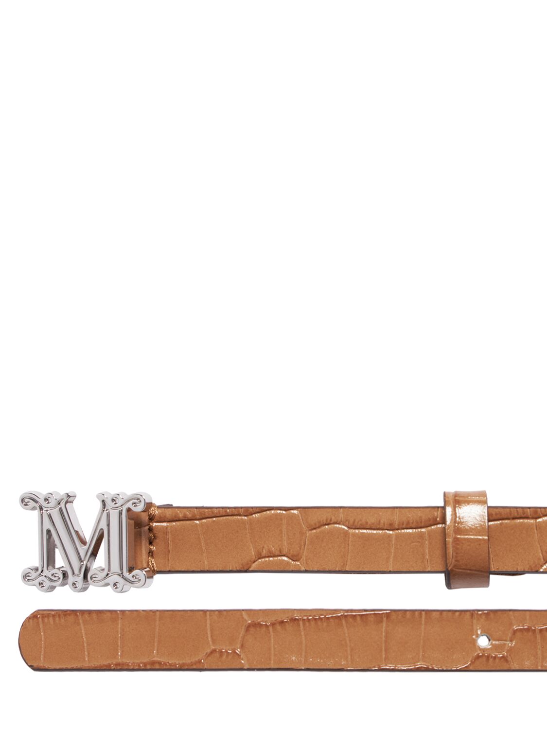 Shop Max Mara 15mm Mgraziata Embossed Belt In Honey