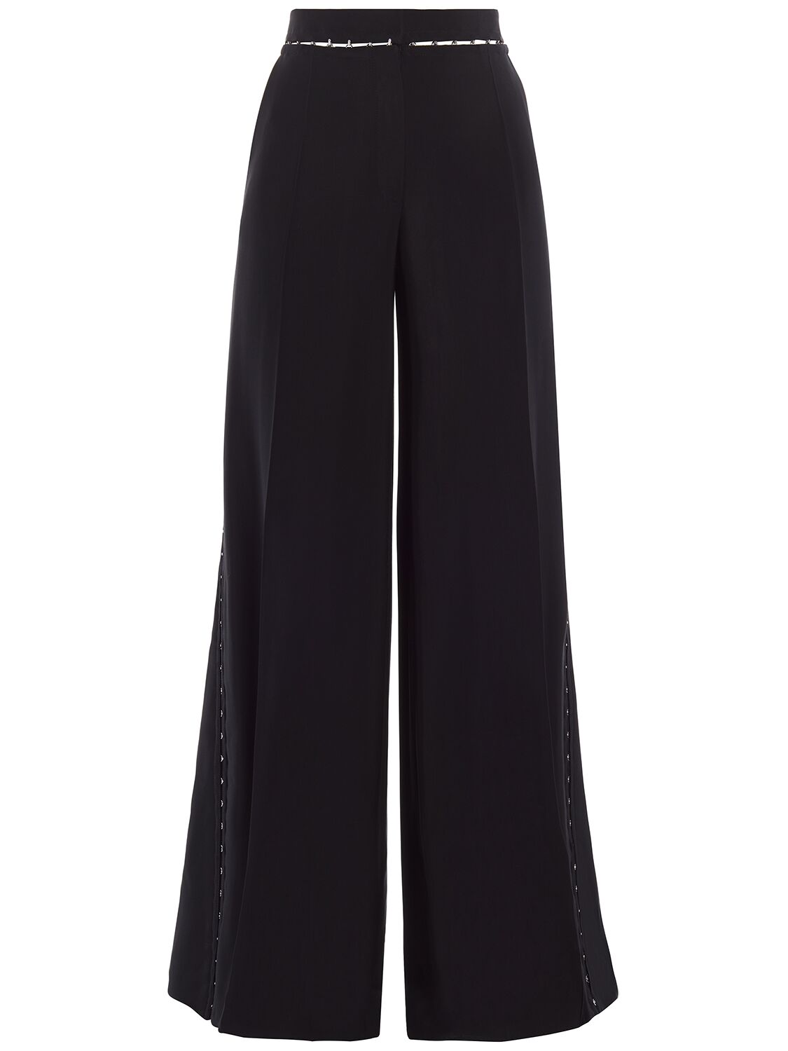 Shop Mugler Wool Blend Straight Pants W/ Hooks In Black