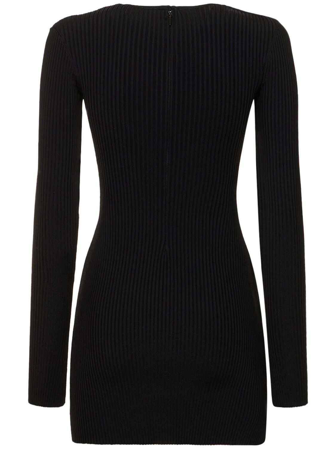 Shop David Koma Bra Detail Net Insert Knit Mini Dress In Black