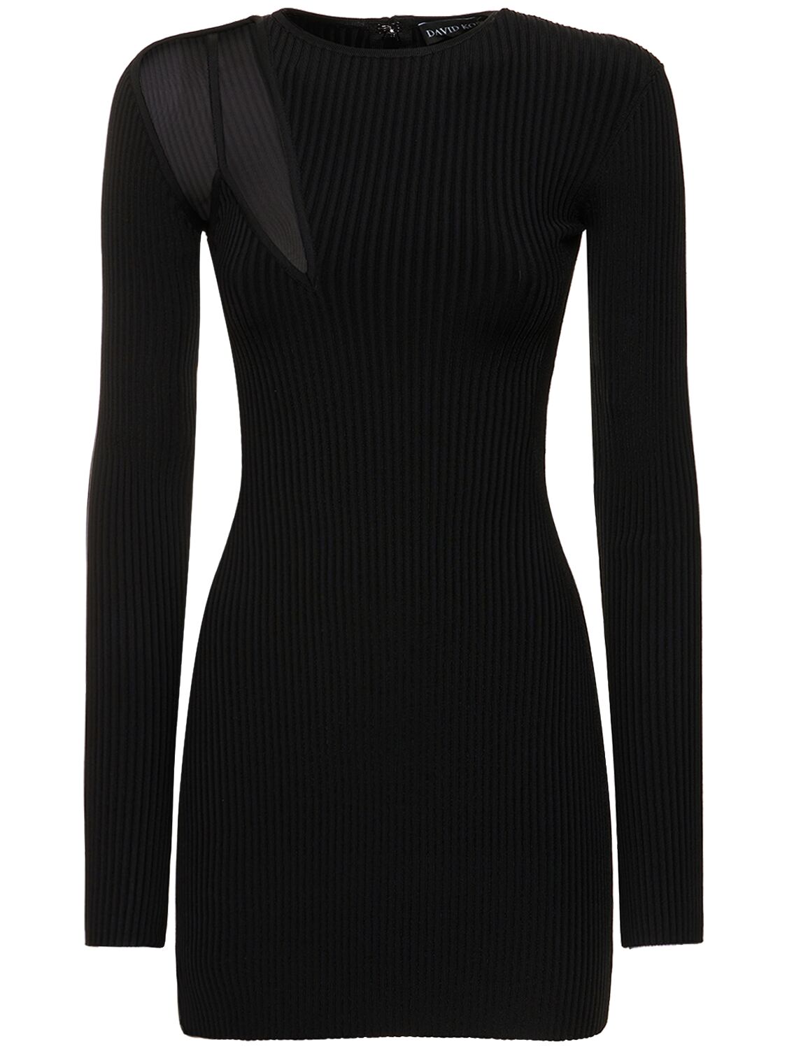 David Koma Bra Detail Net Insert Knit Mini Dress In Black