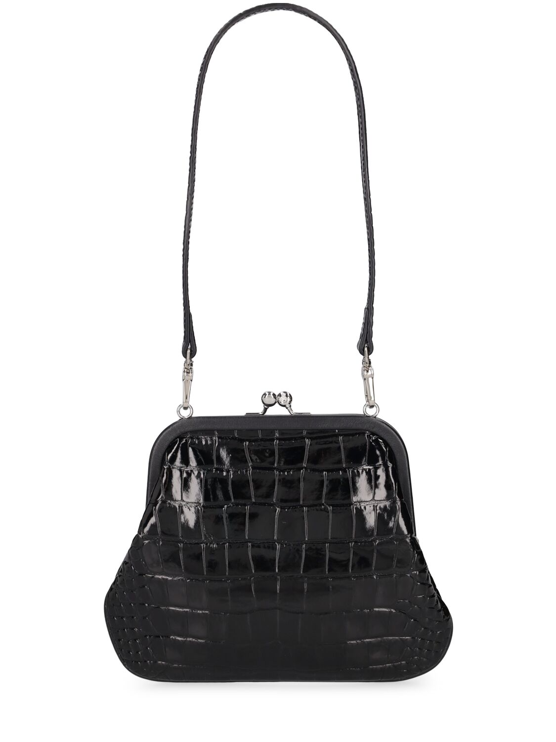 Shop Vivienne Westwood Vivienne's Croc Embossed Leather Clutch In Black