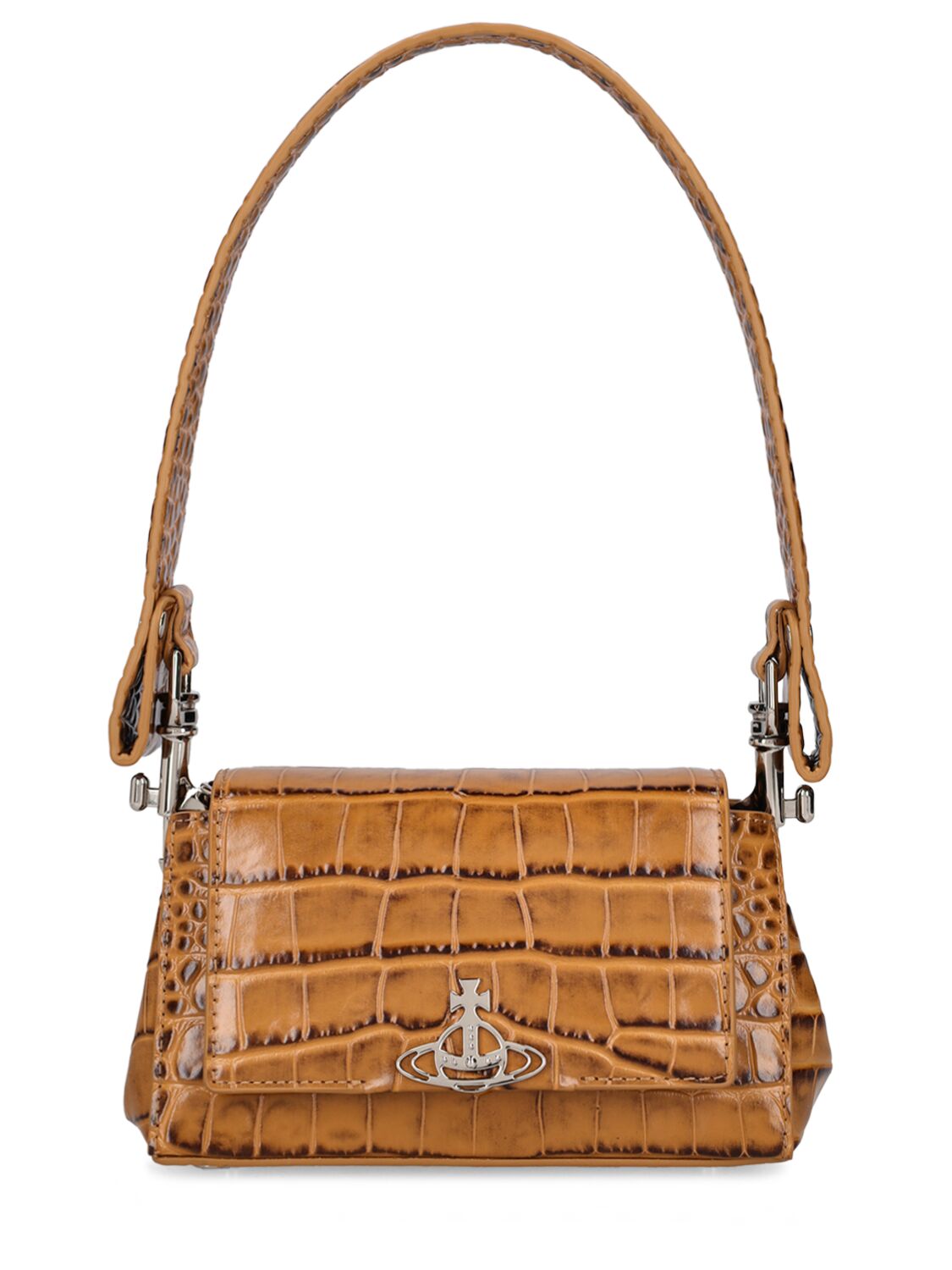 Shop Vivienne Westwood Small Hazel Embossed Leather Bag In Tan