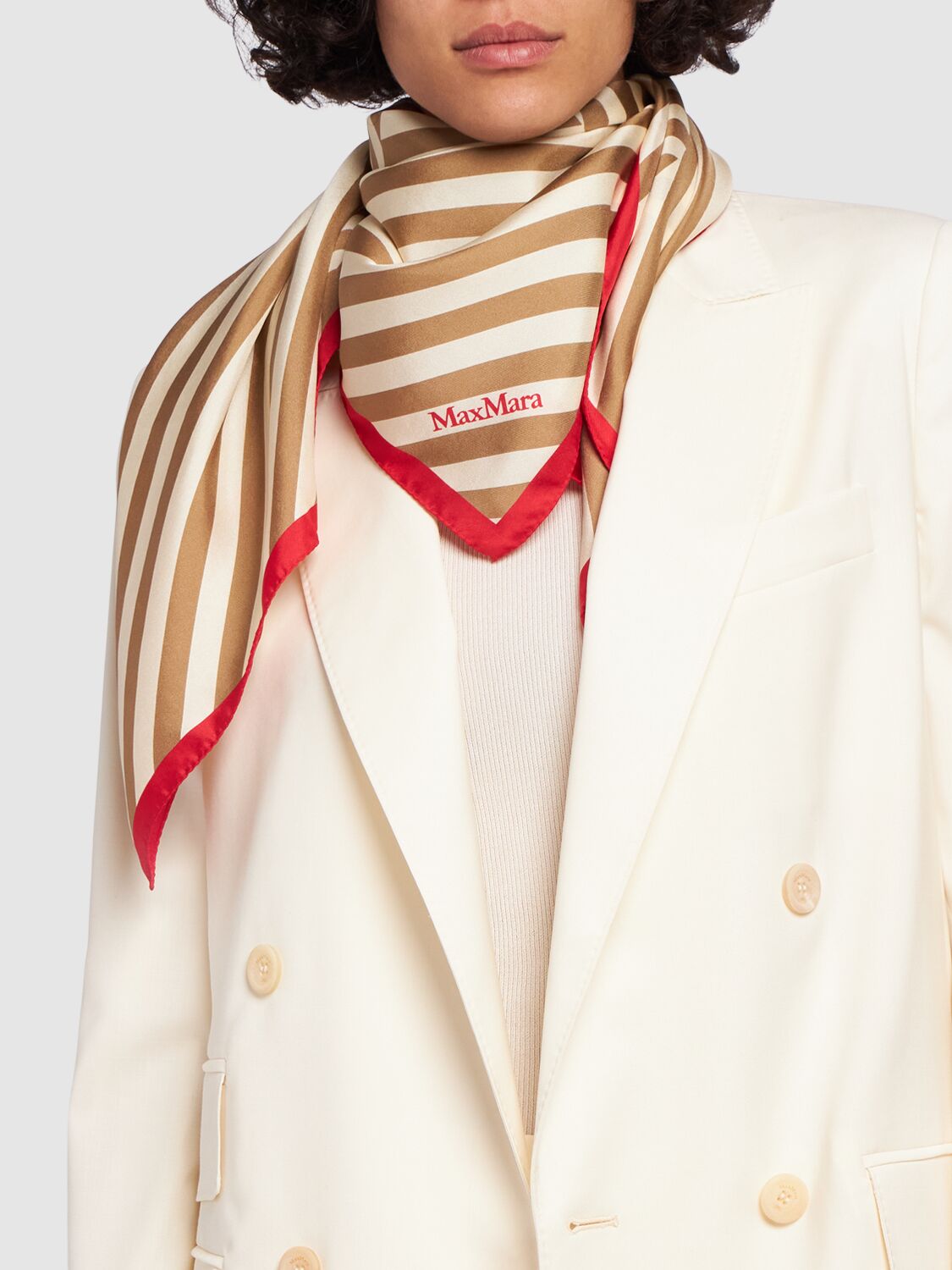 Shop Max Mara Carré Silk Scarf In Cammello