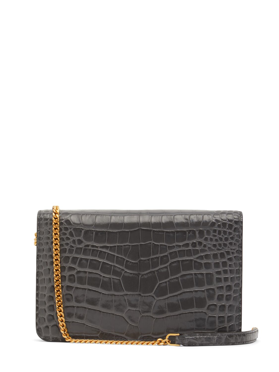 Shop Tom Ford Small Whitney Shiny Croc Embossed Bag In 铁色