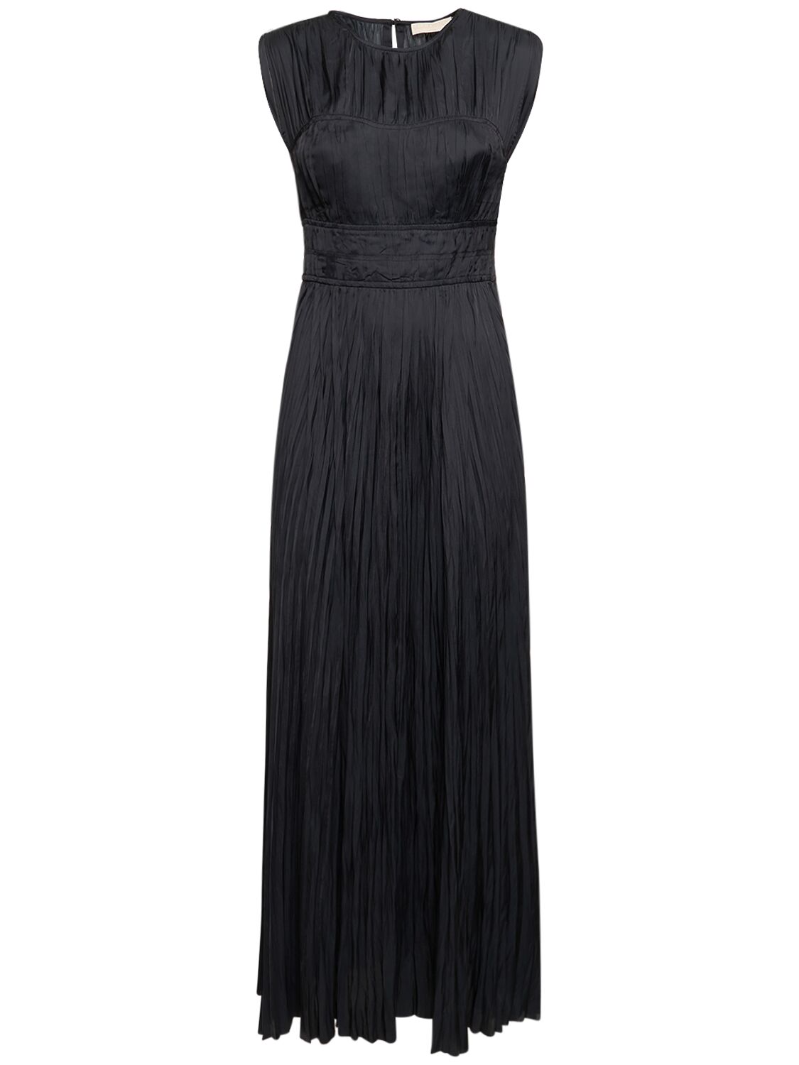 Delia Pleated Satin Long Gown