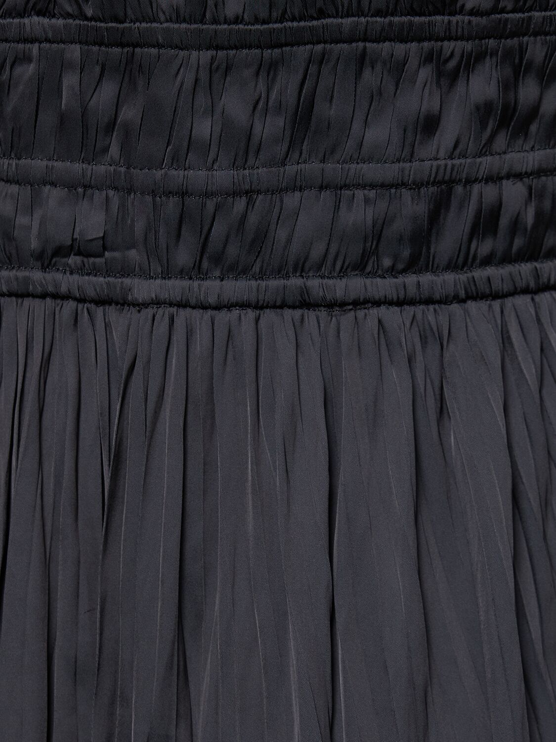 Shop Ulla Johnson Delia Pleated Satin Long Gown In Black