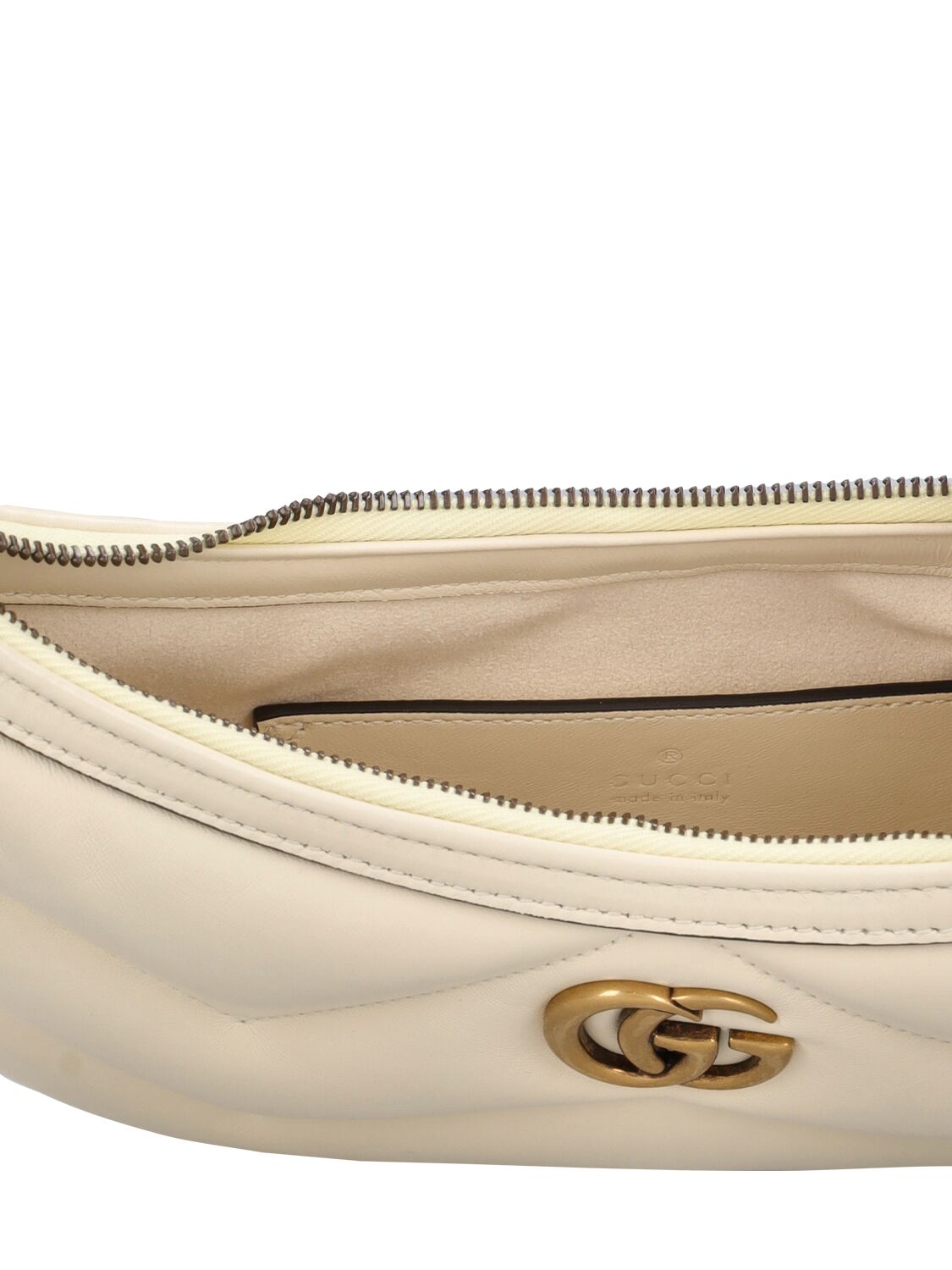 Shop Gucci Small Gg Marmont Leather Shoulder Bag In Antique White