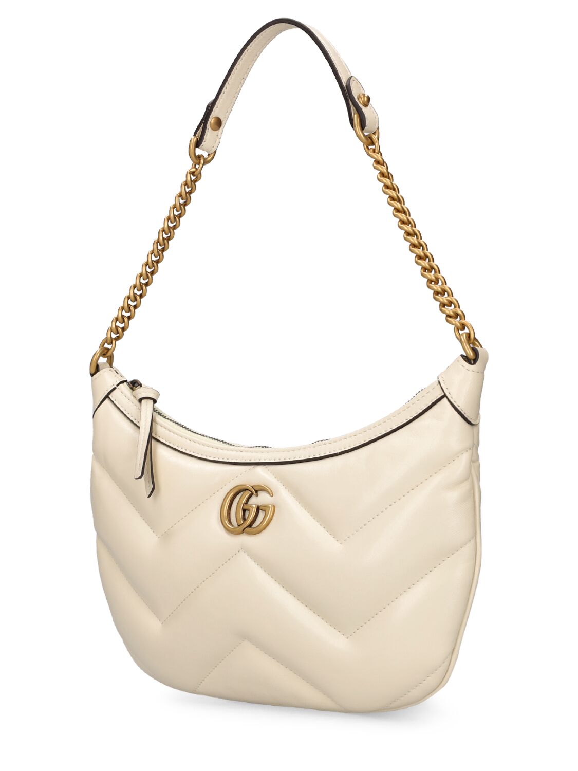 Shop Gucci Small Gg Marmont Leather Shoulder Bag In Antique White