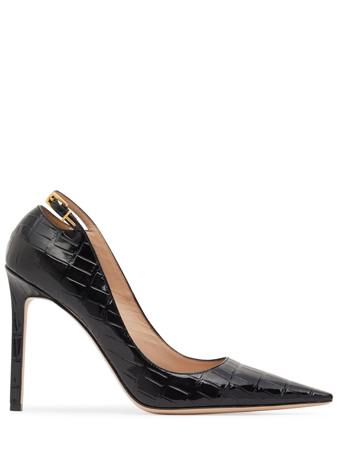 Shop Tom Ford 105mm Angelina Croc Embossed Pumps In Black