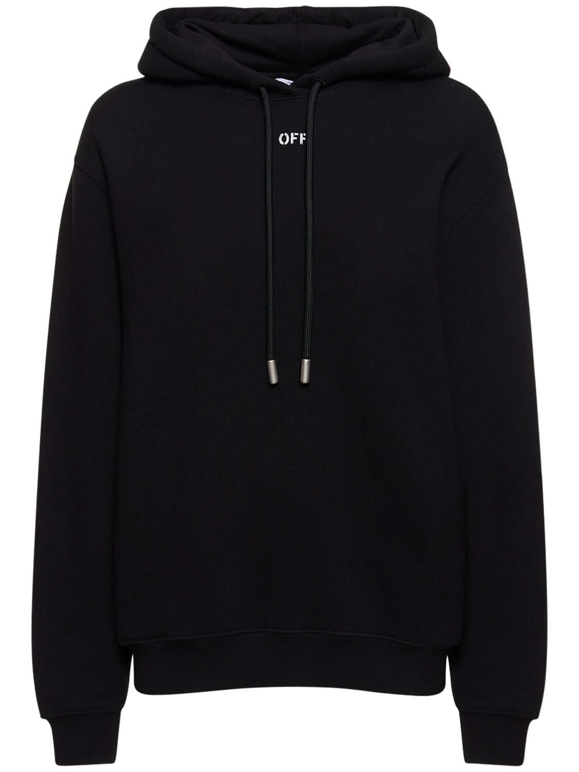 Image of Diag Embroidered Regular Cotton Hoodie