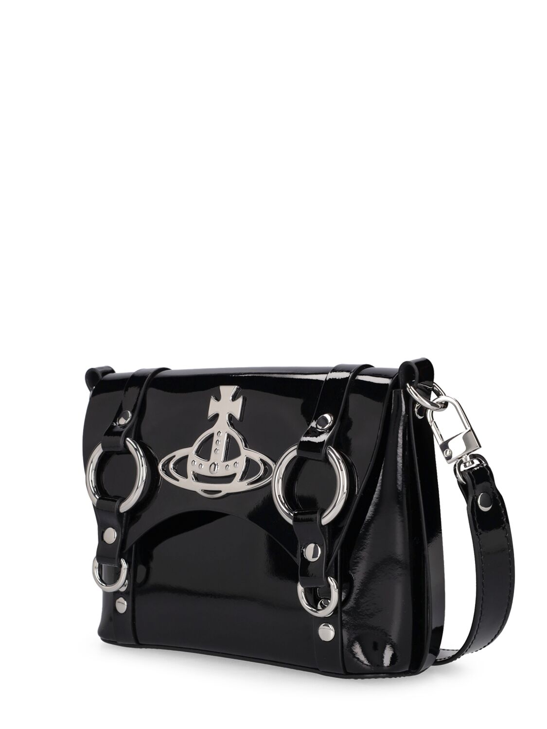 Shop Vivienne Westwood Kim Patent Leather Crossbody Bag In Black