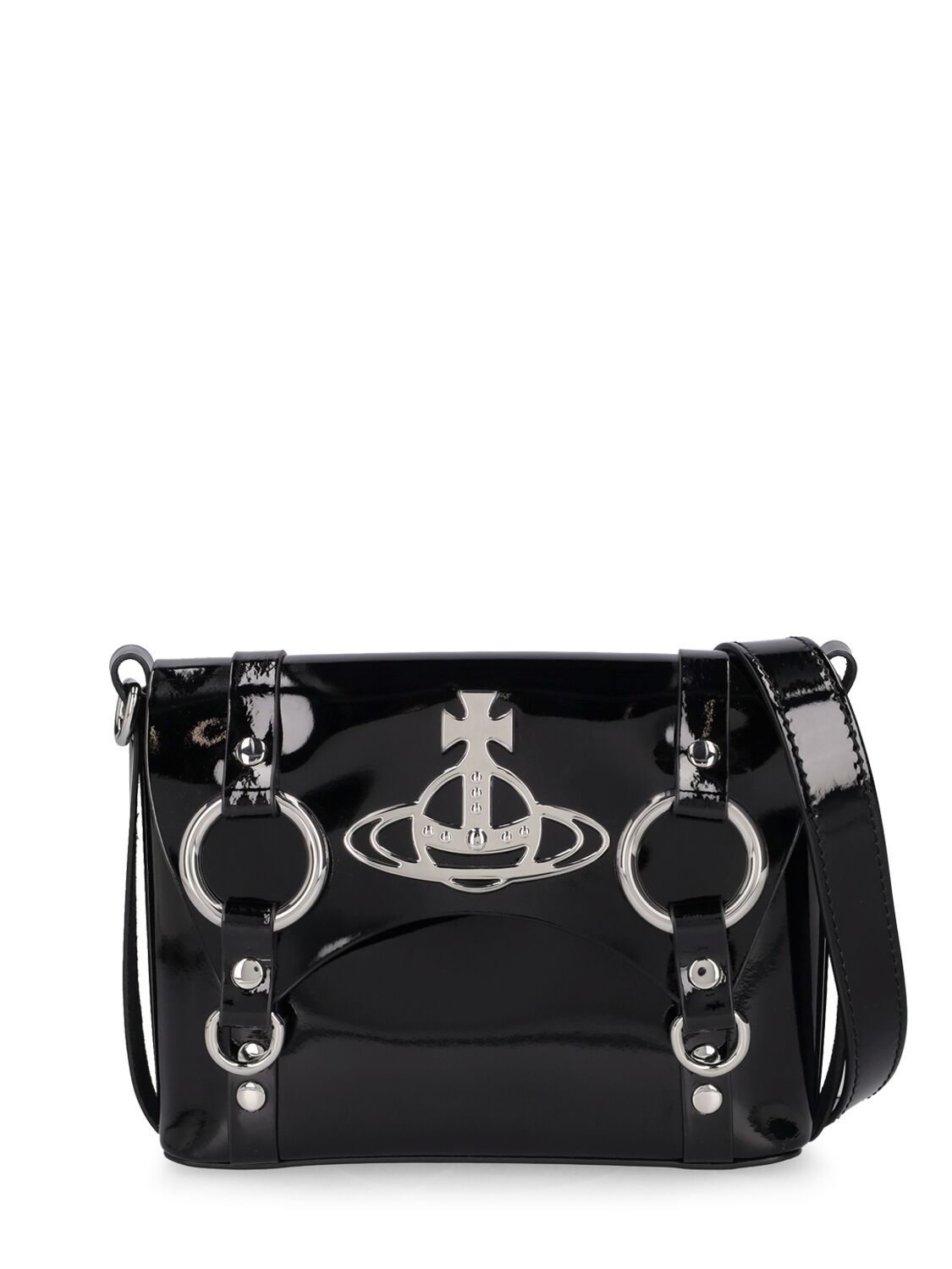 Vivienne Westwood Kim Patent Leather Crossbody Bag In Black