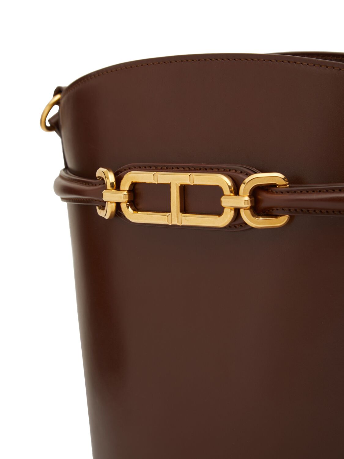 Shop Tom Ford Medium Whitney Box Leather Bucket Bag In Saddle Brown