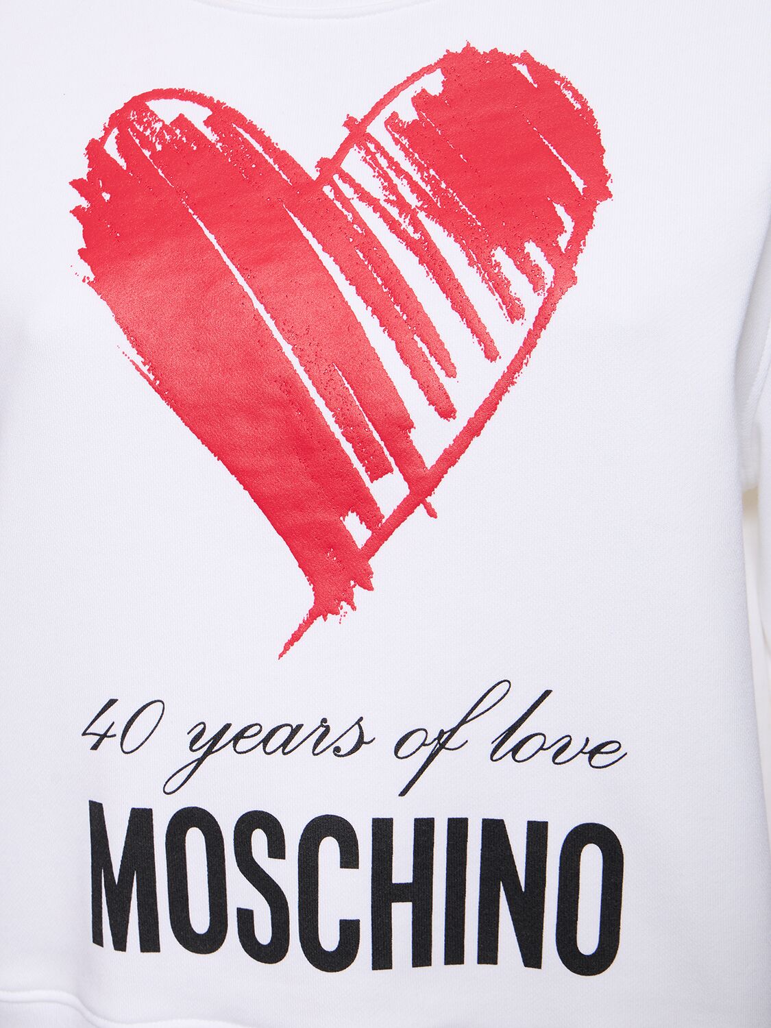 Shop Moschino Cotton Jersey Printed Logo Sweatshirt In White
