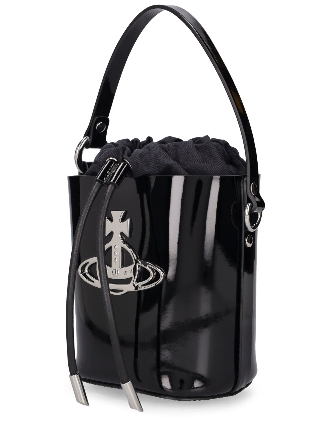 Shop Vivienne Westwood Daisy Patent Leather Bucket Bag In Black