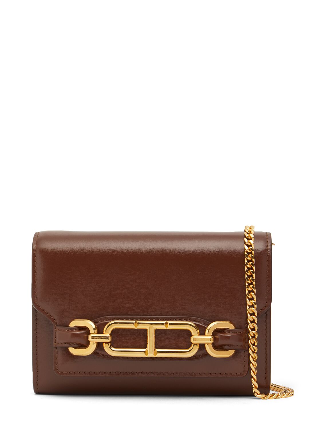 Tom Ford Mini Whitney Box Leather Shoulder Bag In Saddle Brown