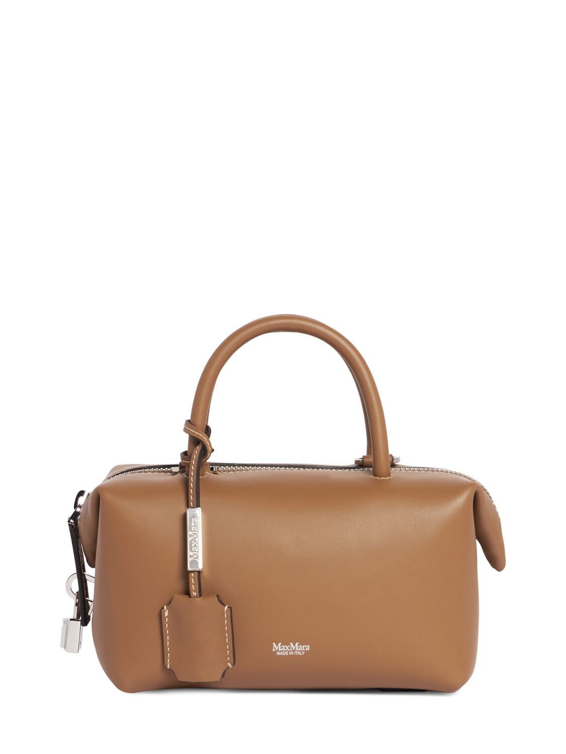 Max Mara Small Holdall Leather Top Handle Bag In Coloniale