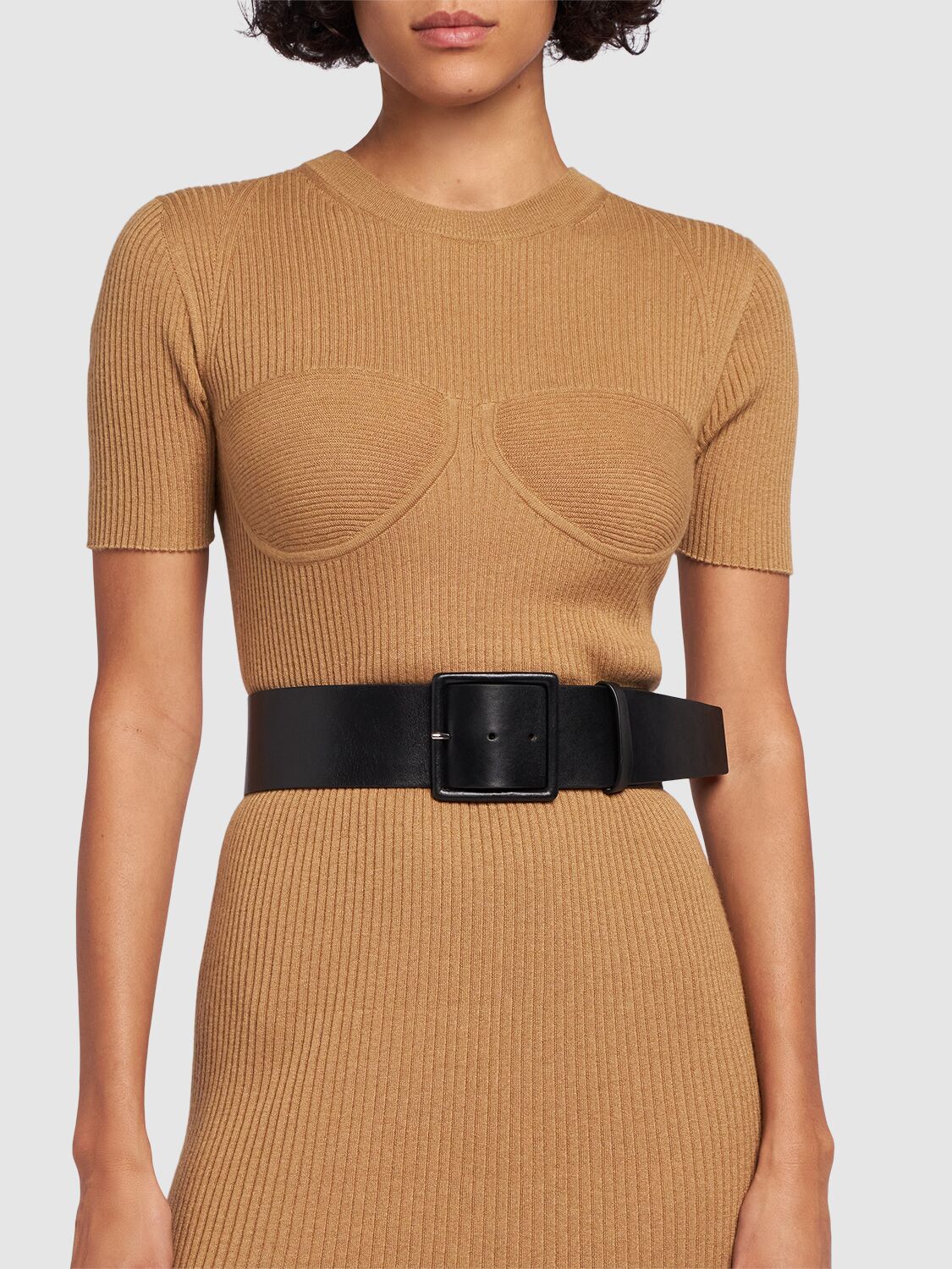 Shop Max Mara 60mm Comfy Leather Belt In Black