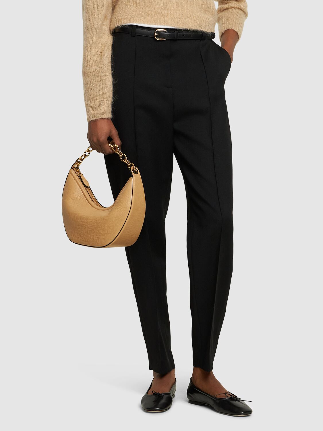 Small V Logo Gate Leather Top Handle Bag