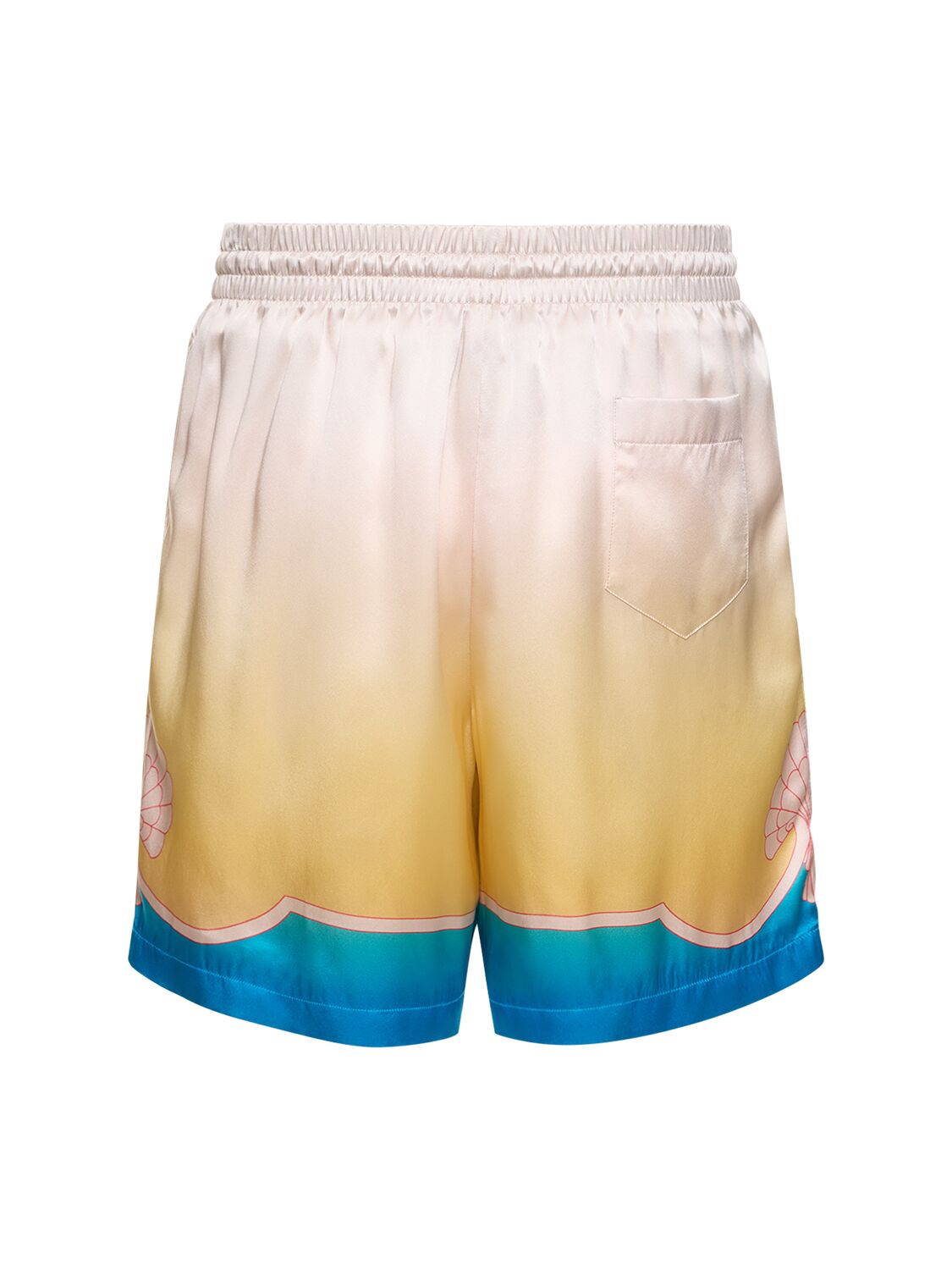 Shop Casablanca Silk Shorts W/ Drawstring In Multicolor