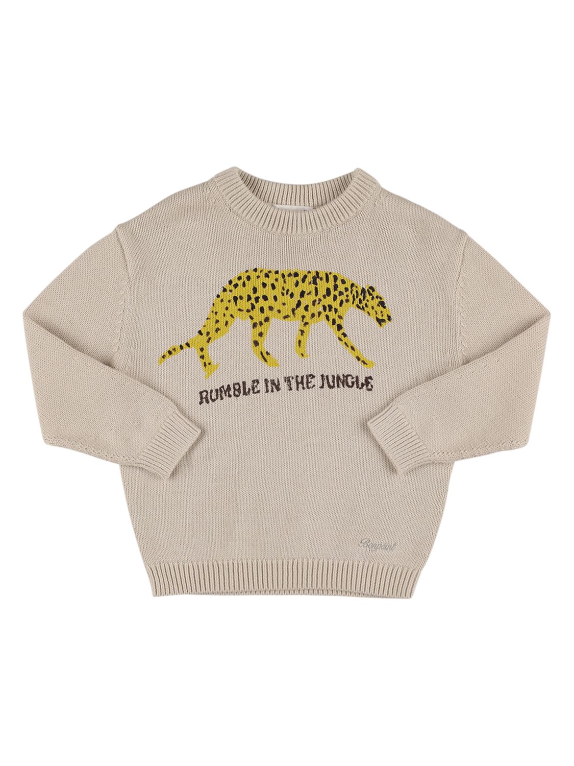 Bonpoint Kids' Printed Cotton Knit Sweater In Grey,multi