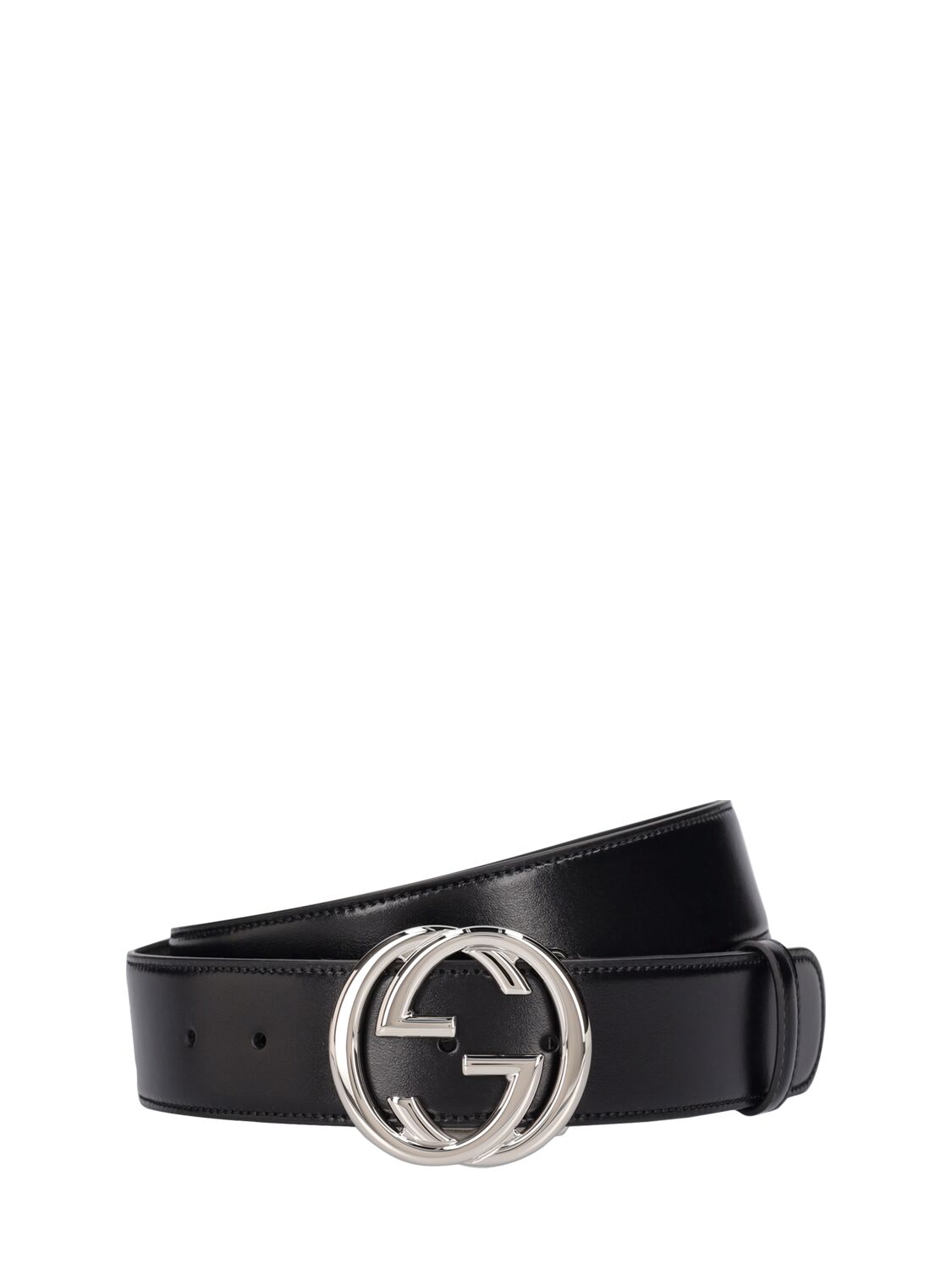 Gucci 4cm Gg Interlocking Leather Belt In Black