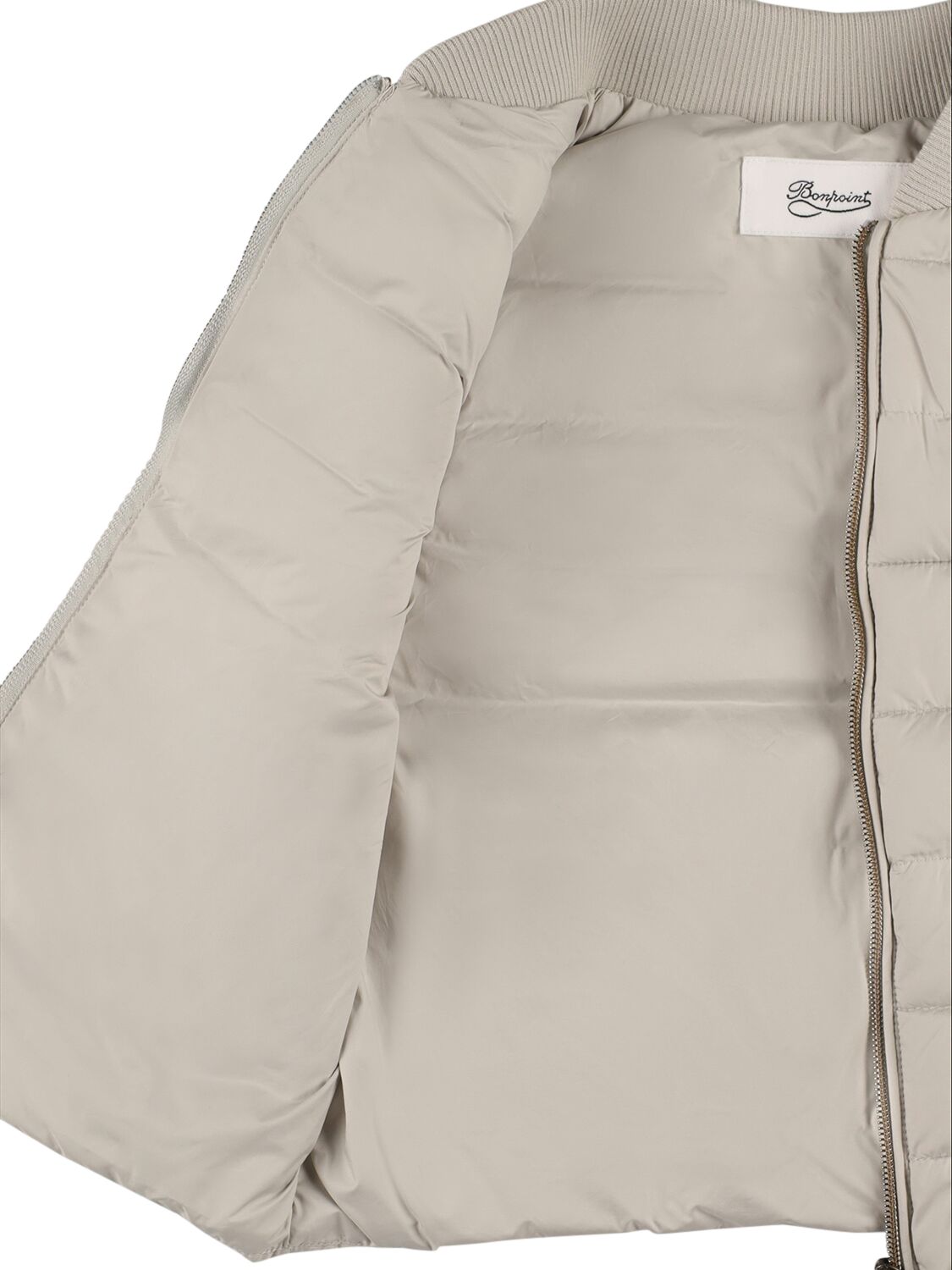 Shop Bonpoint Nylon Puffer Vest In Grey