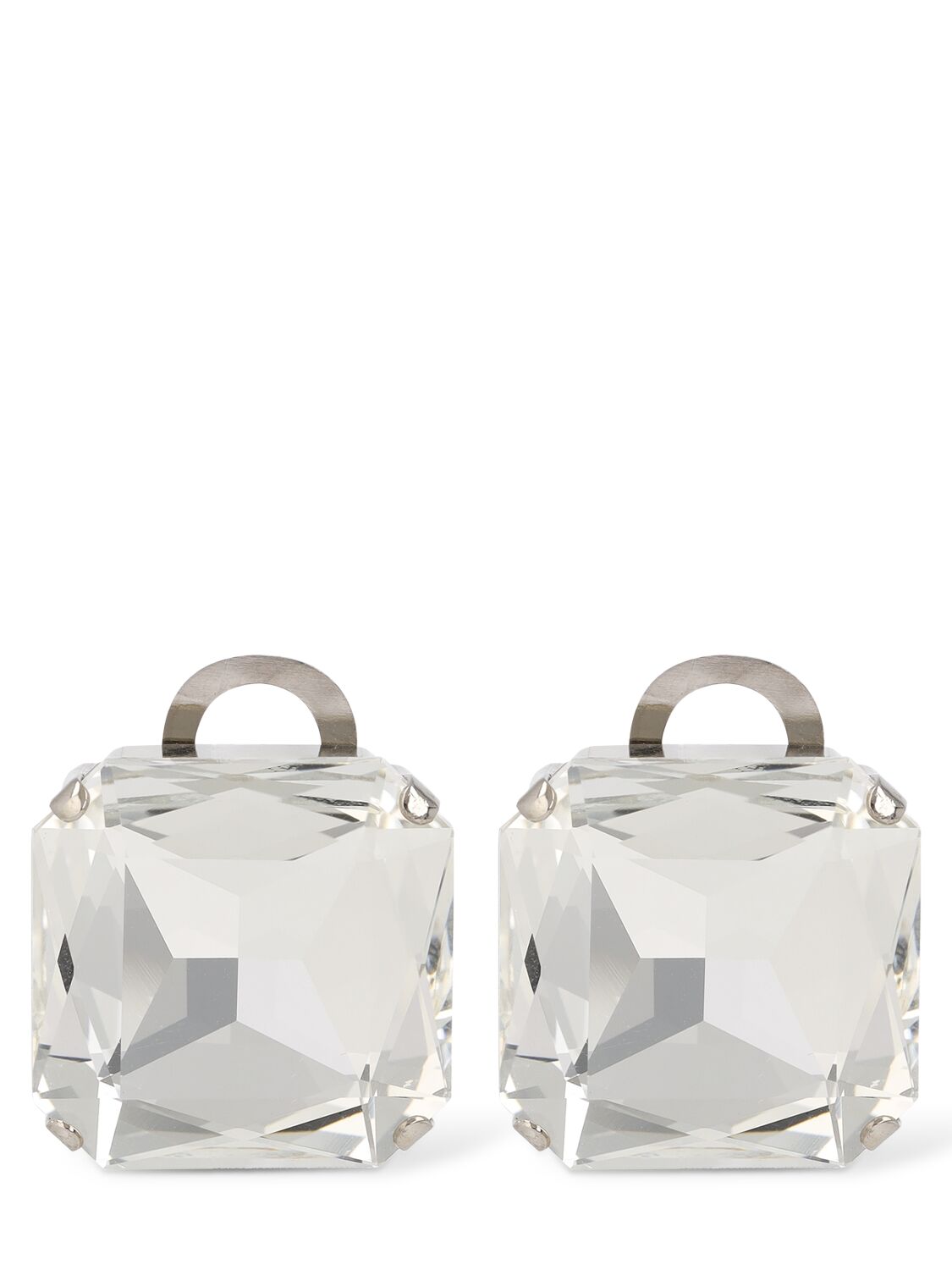 Moschino Still Life With Heart Crystal Earrings In Silver