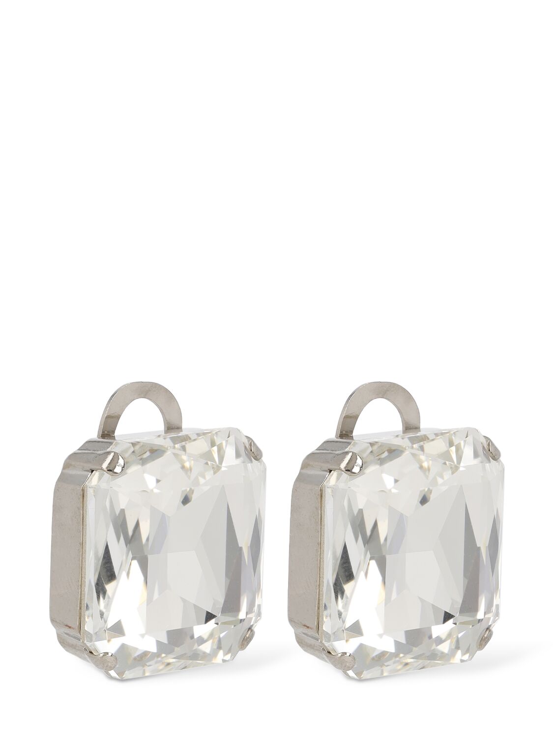 Shop Moschino Still Life With Heart Crystal Earrings In Silver
